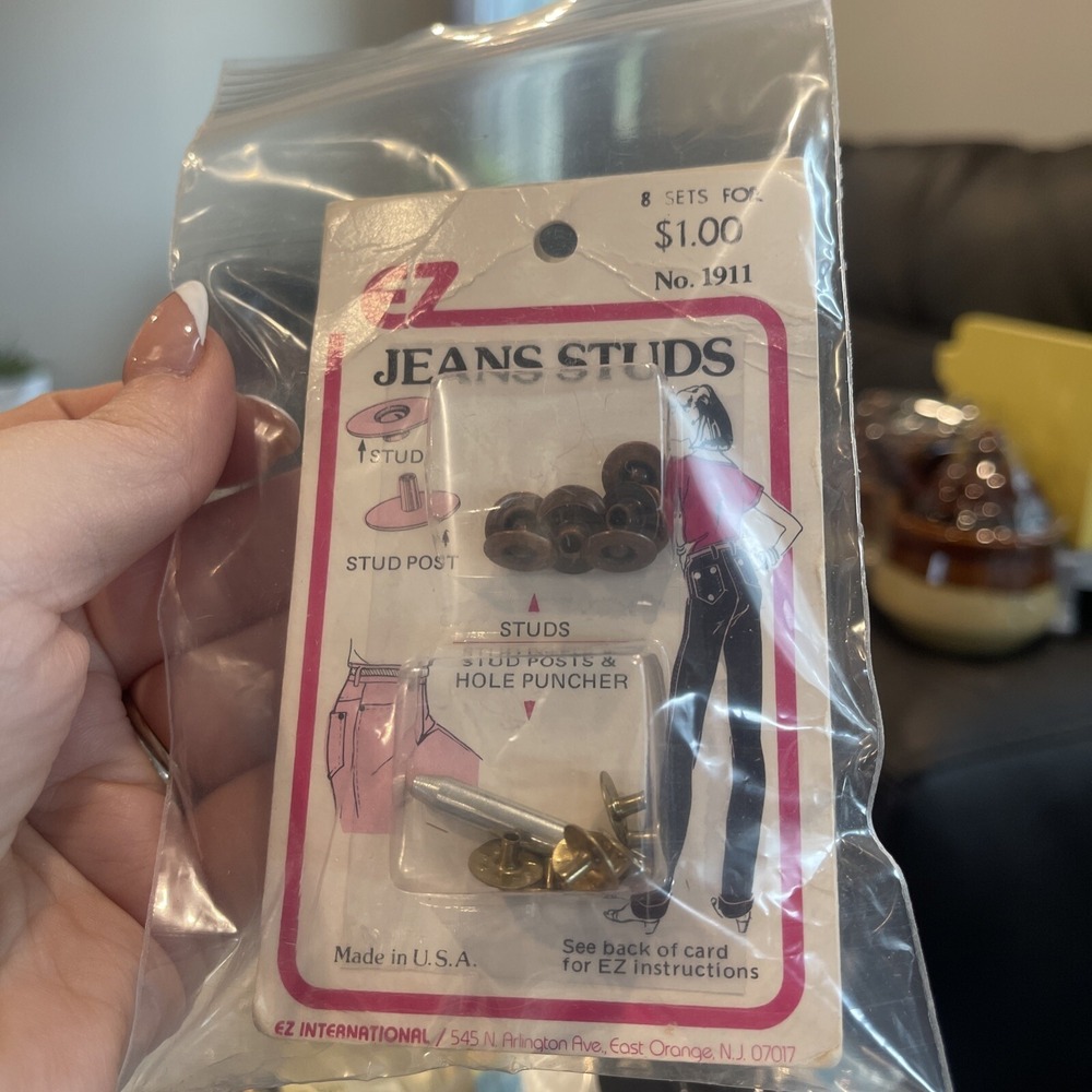 2 LOT-VTG EZ Jeans Studs, Old Stock